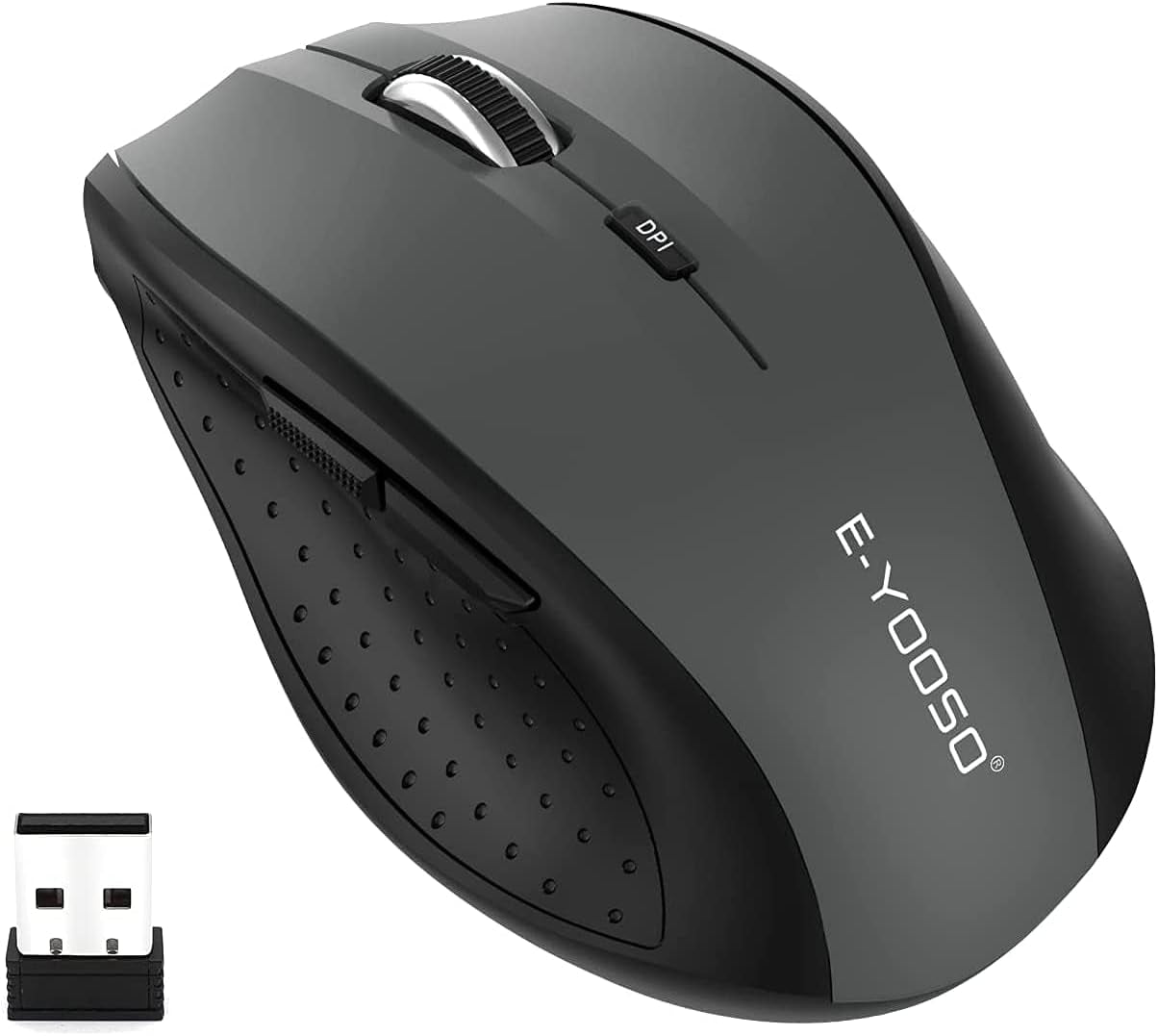 Wireless Mouse for Laptop, Portable Optical Computer Mouse, 6 Buttons, Cordless 2.4Ghz with USB Receiver, 5-Level 4800 DPI, 18 Months Battery Life for PC Chromebook Windows Mac