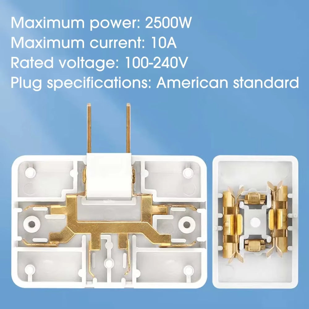 3 Port 180 Degree Rotatable US Plug Socket Converter US Extension Plug Multi-Plug Portable Electrical Plugs Travel Power Adapter